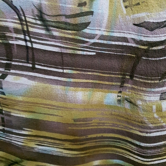 Taking Shape Silk Green Brown Print Midi Skirt Size 20 - Picture 9 of 9